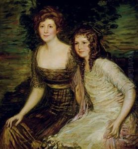Portrait Of The Wife And Daughter Of The Governor Of Louisiana by Lajos Mark