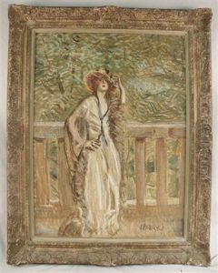 Woman In Garden by Lajos Mark