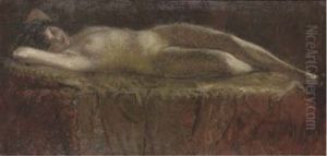 Reclining Female Nude by Lajos Mark