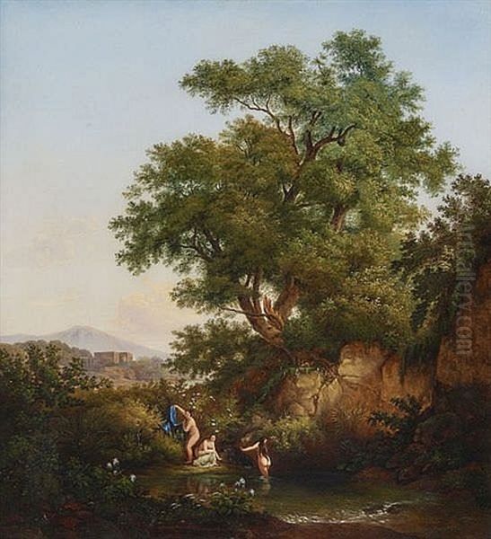 Italienische Landschaft Mit Badenden Frauen - view 1