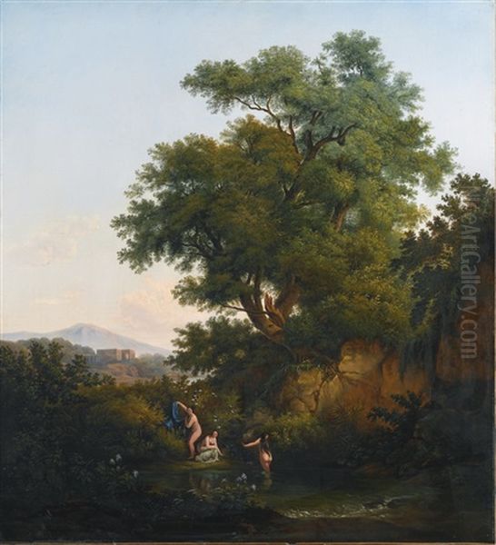 Italian Landscape With Women Bathing - view 1