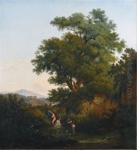 Italian Landscape With Women Bathing by Karoly Marko the Elder