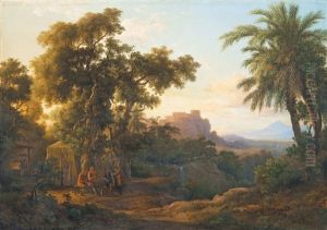 Italian Land With Figures by Karoly Marko the Elder