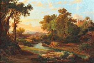 Southern European Landscape With A Viaduct And Temple Ruins