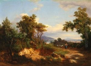 Country Landscape With Mountain by Karoly Marko the Elder