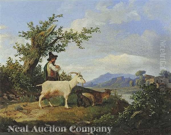 A Mountainous Landscape With Herder And Goats - view 1