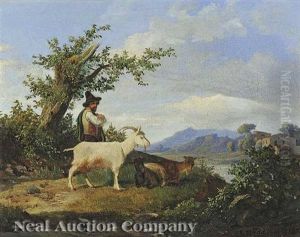 A Mountainous Landscape With Herder And Goats by Karoly Marko the Elder