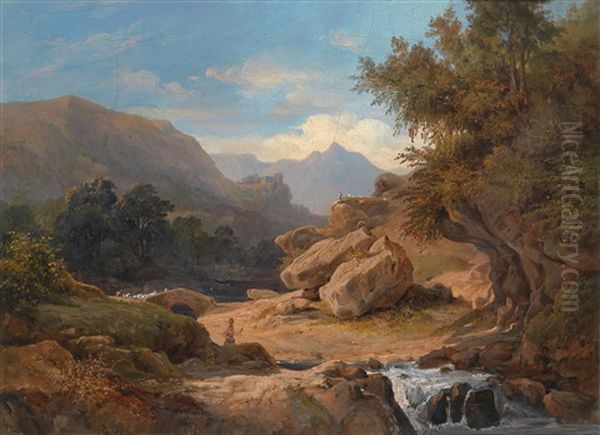 Italienische Landschaft Mit Hirten Und Wassertragerin - view 1