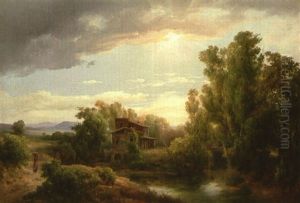 Wassermuhle In Landschaft by Karoly Marko the Elder