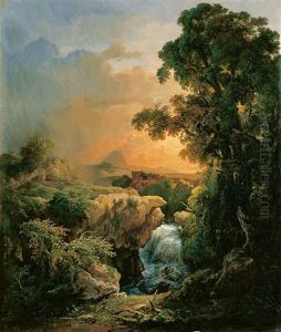 Landschaft Mit Wasserfall by Karoly Marko the Elder