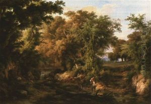 Bewaldete Landschaft Mit Bachlauf Und Figurenstaffage by Karoly Marko the Elder