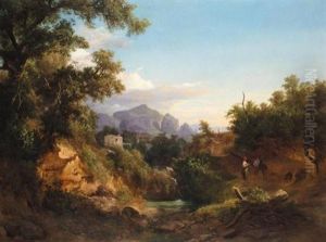 Lovers On A Path Near Villa Labeggi by Karoly Marko the Elder