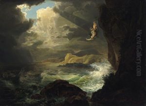 Felsige Meereskuste Mit Mythologischer Staffage - Ino Und Melikertes Sturzen Sich Ins Meer by Karoly Marko the Elder