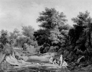 Bewaldete Landschaft Mit Badenden Nymphen by Karoly Marko the Elder