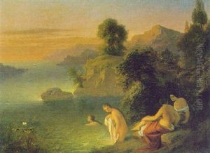 Badende Frauen An Einer Sudlichen Meereskuste by Karoly Marko the Elder