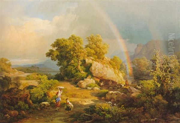 Italienische Landschaft Mit Regenbogen - view 1