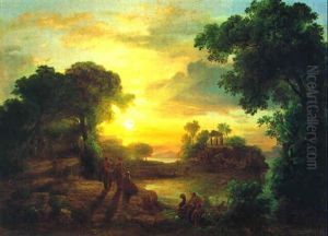 Christus Am Seeufer, In Romantischer Landschaft by Karoly Marko the Elder