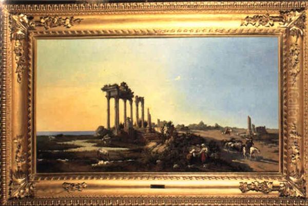 Veduta Della Campagna Romana Con Ruderi A Figure - view 1