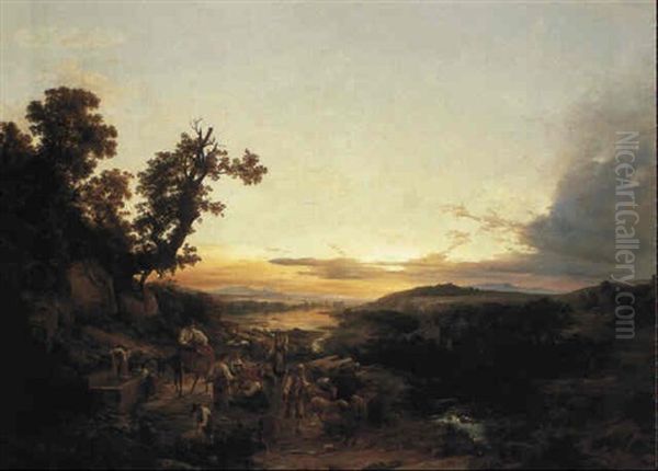 Italian Peasants In An Extensive Landscape - view 1