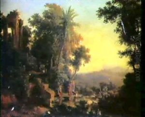 Classical Ruins In An Extensive Italianate Landscape by Karoly Marko the Elder