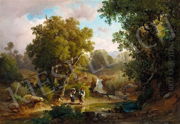 Italian Landscape With Brook - view 1