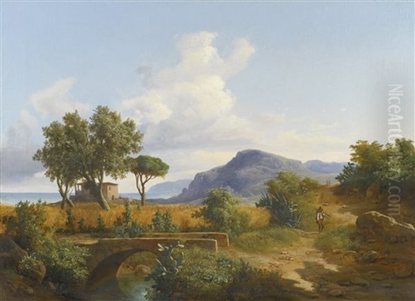 Landscape With A Traveller On A Path - view 1