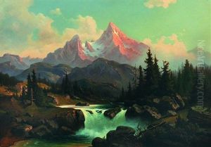 Alpenlandschaft Mit Gebirgsbach