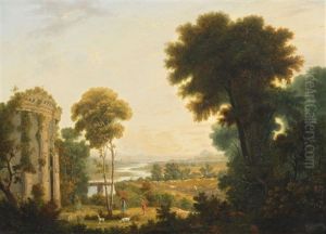 Pastorale Landschaft Mit Antiker Tempelruine