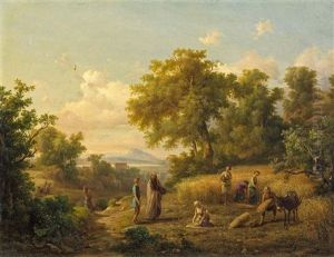Landschaft Mit Kornernte by Karoly Marko the Younger