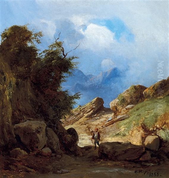 Wanderer In Italian Landscape - view 1