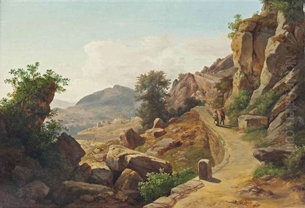 Travellers On A Tuscan Road - view 1