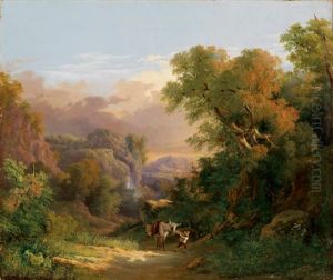 Landschaft Aus Der Campagna Mit Jungen, Der Einen Esel Fuhrt