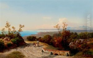 Seashore At Tuscany by Karoly Marko the Younger