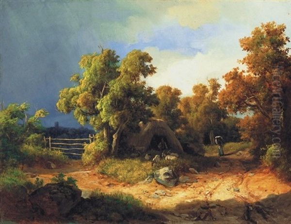 Romantikus Taj Pasztorral - Romantic Landscape With Shepherd - view 1