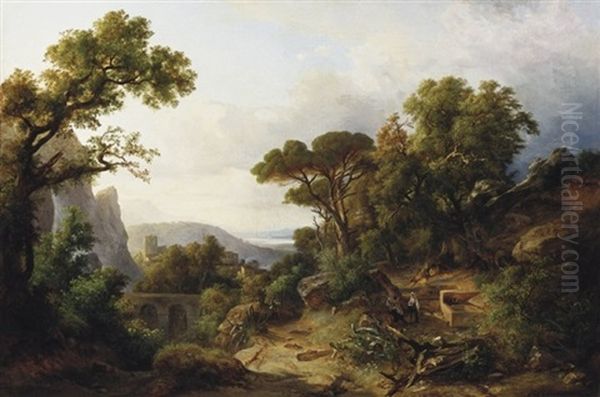 Piheno Csalad Italiai Tajban (resting Family In Italian Landscape) - view 1