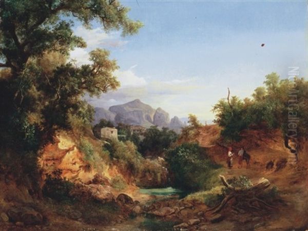 Lovers In Italian Landscape - view 1