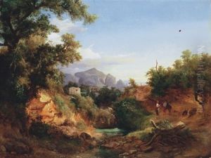 Lovers In Italian Landscape