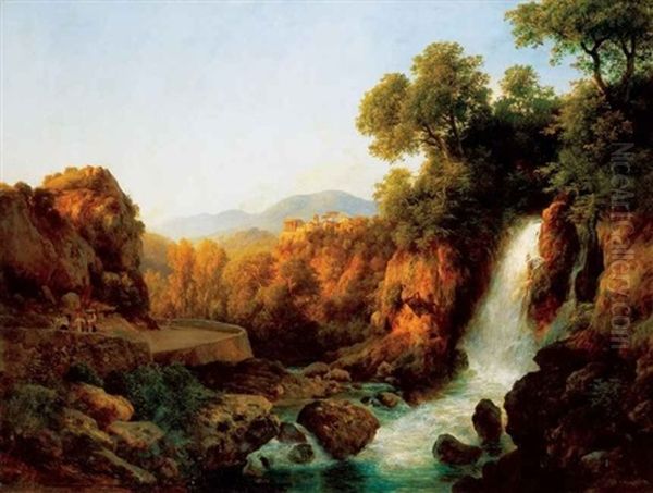 Italiai Taj Vizesessel (italian Landscape With Waterfall) - view 1