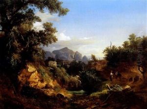 Szerelmesek Olasz Tajban (lovers In Italian Landscape) by Karoly Marko the Younger
