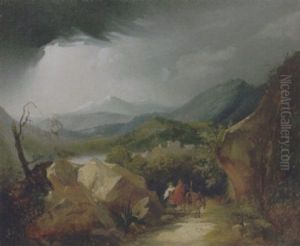 Viandanti Nel Paesaggio by Karoly Marko the Younger
