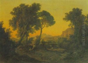 Bauerin Mit Kind In Arkadischer Landschaft
