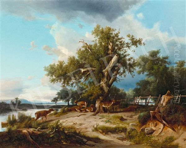 Deers By The Water - view 1