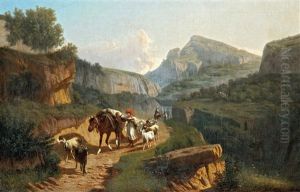 Italian Landscape With Shepherds Returning Home