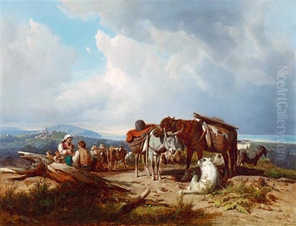 Italian Landscape With A Resting Family, 1860 - view 1