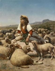 Junge Hirtin In Weiter Italienischer Landschaft