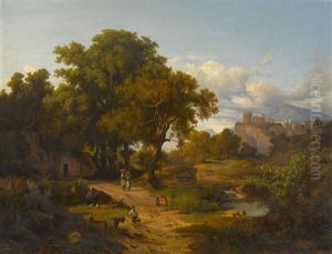 Ideale Italienische Landschaft Mit Bauerlicher Figurenstaffage (after Karoly Markos The Elder)