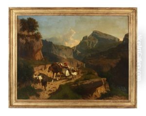 Oberitalienische Landschaft Mit Hirten by Andras Marko