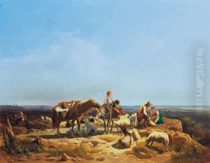 Italiai Taj Pasztorokkal - Italian Landscape With Shepherds by Andras Marko