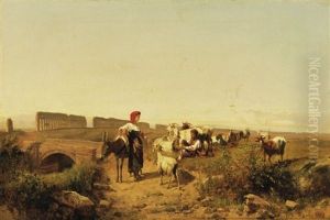 Szerelmesek Talalkozasa A Campagna Romanan (meeting Of Lovers On The Campagna Romana) by Andras Marko