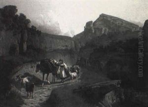 Shepherdess On The Way To Market by Andras Marko
